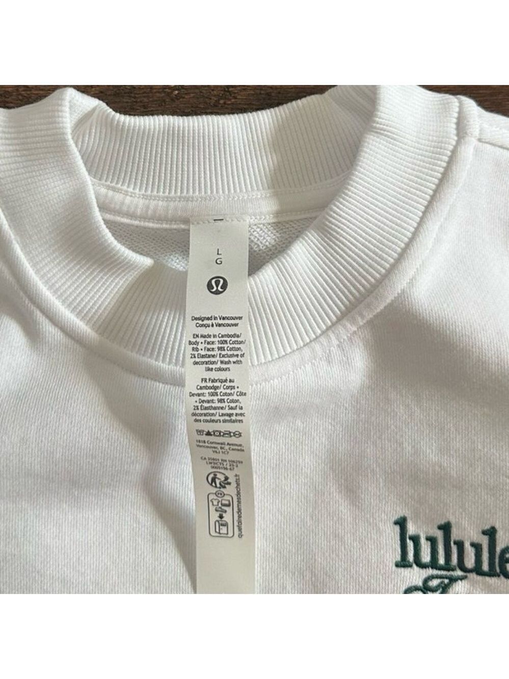 Lululemon-Cotton French Terry Crewneck Pullover Tennis Club-Size Large-NWT - Picture 8 of 9